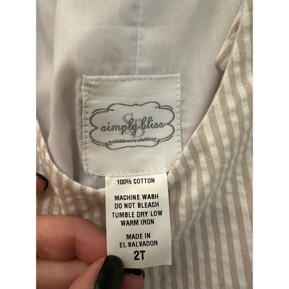 Simply Bliss 2T 100% Cotton Striped Romper - Picture 5 of 7